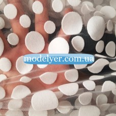 Ткань Сетка флок горох (белый)